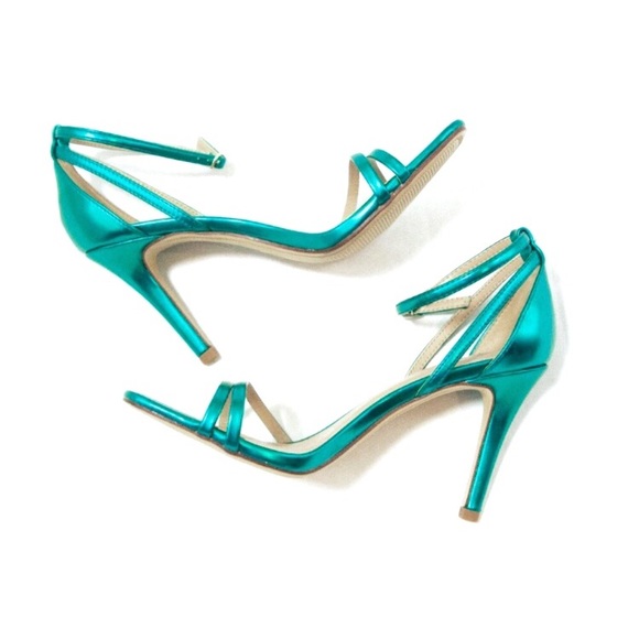 a new day Shoes Nib A New Day Kayce Metallic Green Strappy Heels